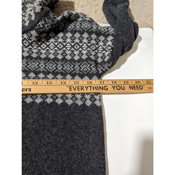 Eddie Bauer Women's Grey Fair Isle Tunic Sweater Pockets Wool Blend Sz S - Picture 6 of 8